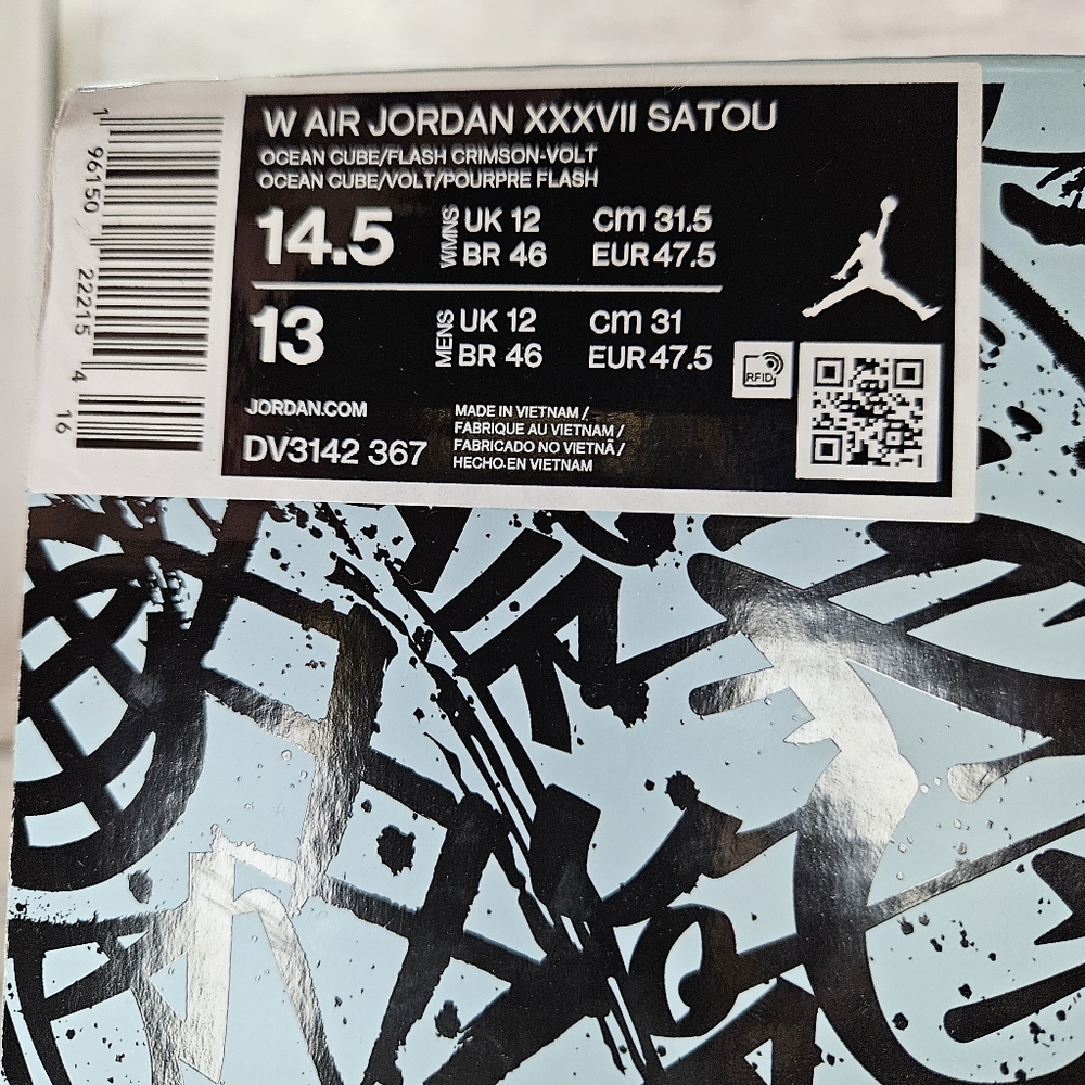 Nike Air Jordan XXXVII 37 Satou Sabally Ocean Cube DV3142-367 Men's Size 13 - Picture 7 of 7